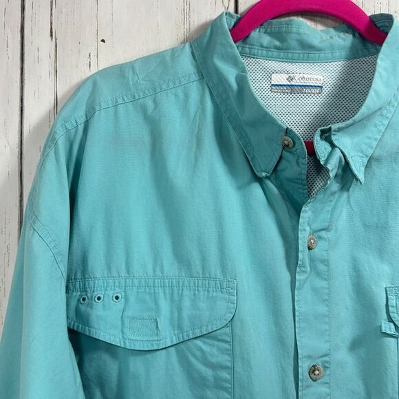 Columbia Mens Shirt XXL Blue Button Up Long Sleeve Vented Pockets Fishing Casual - Picture 3 of 15